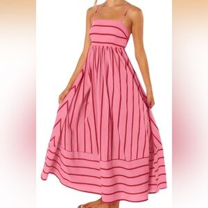 Elegant Pink Striped Maxi Dress